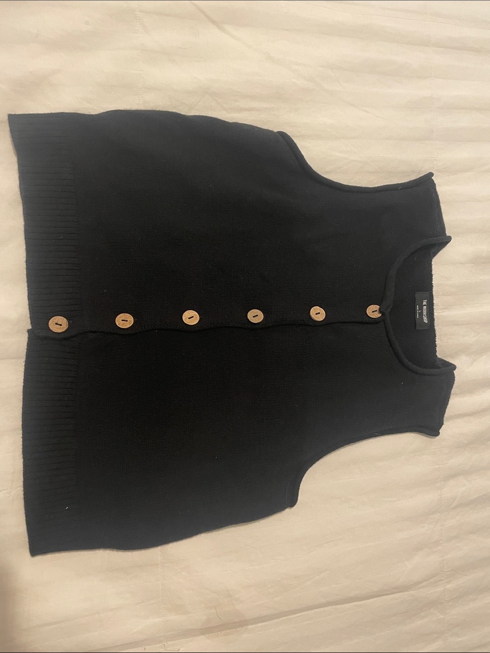 The Workshop Black Sleeveless Button-Front Knit Vest